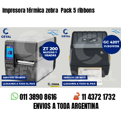 Impresora térmica zebra  Pack 5 ribbons