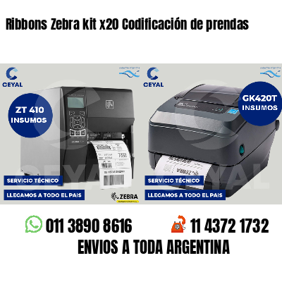 Ribbons Zebra kit x20 Codificación de prendas