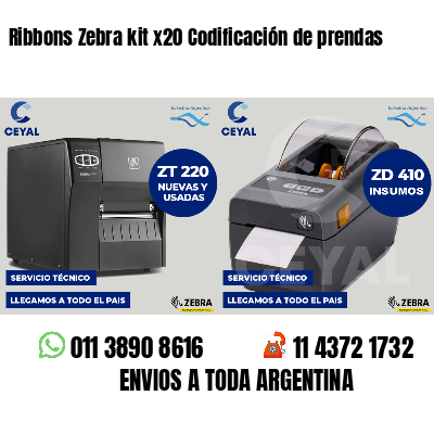 Ribbons Zebra kit x20 Codificación de prendas