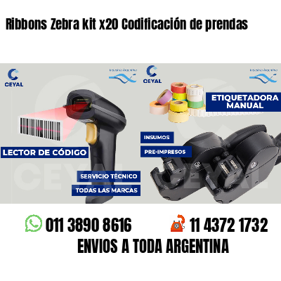 Ribbons Zebra kit x20 Codificación de prendas
