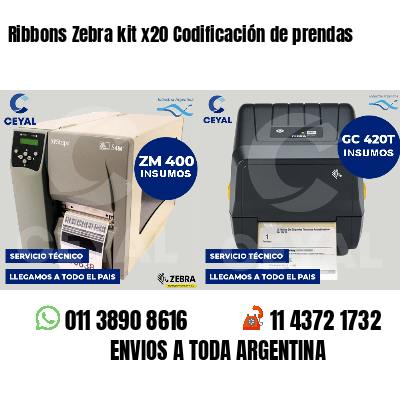 Ribbons Zebra kit x20 Codificación de prendas