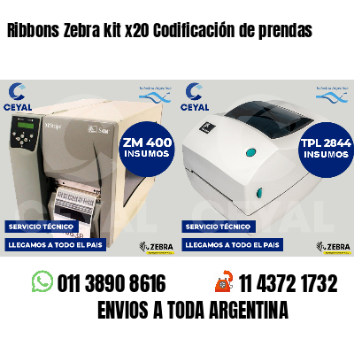 Ribbons Zebra kit x20 Codificación de prendas