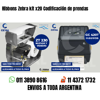 Ribbons Zebra kit x20 Codificación de prendas