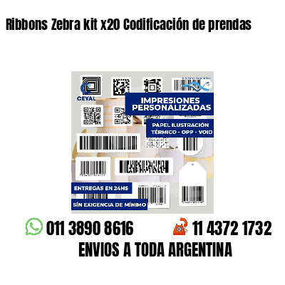 Ribbons Zebra kit x20 Codificación de prendas