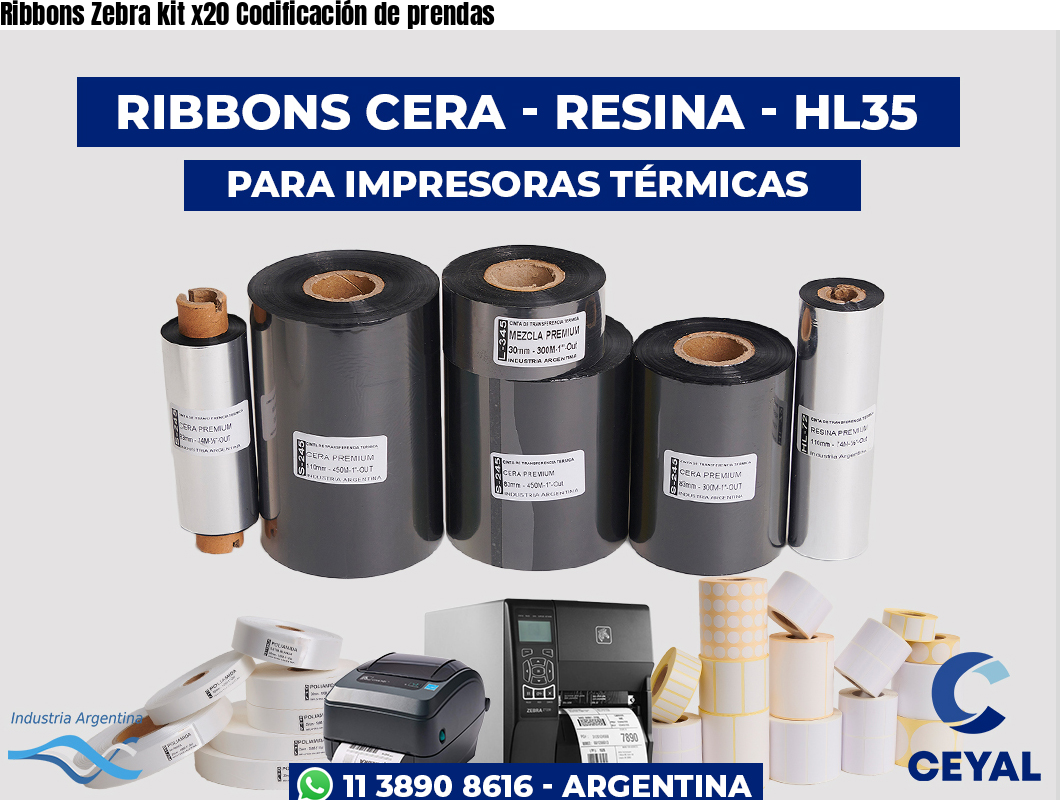 Ribbons Zebra kit x20 Codificación de prendas