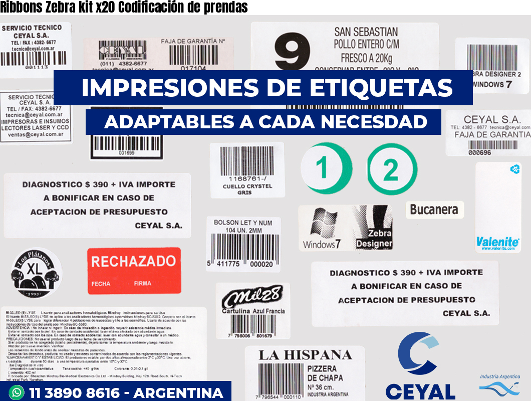 Ribbons Zebra kit x20 Codificación de prendas
