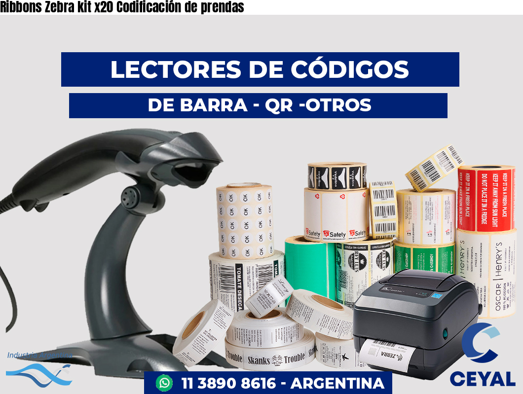 Ribbons Zebra kit x20 Codificación de prendas