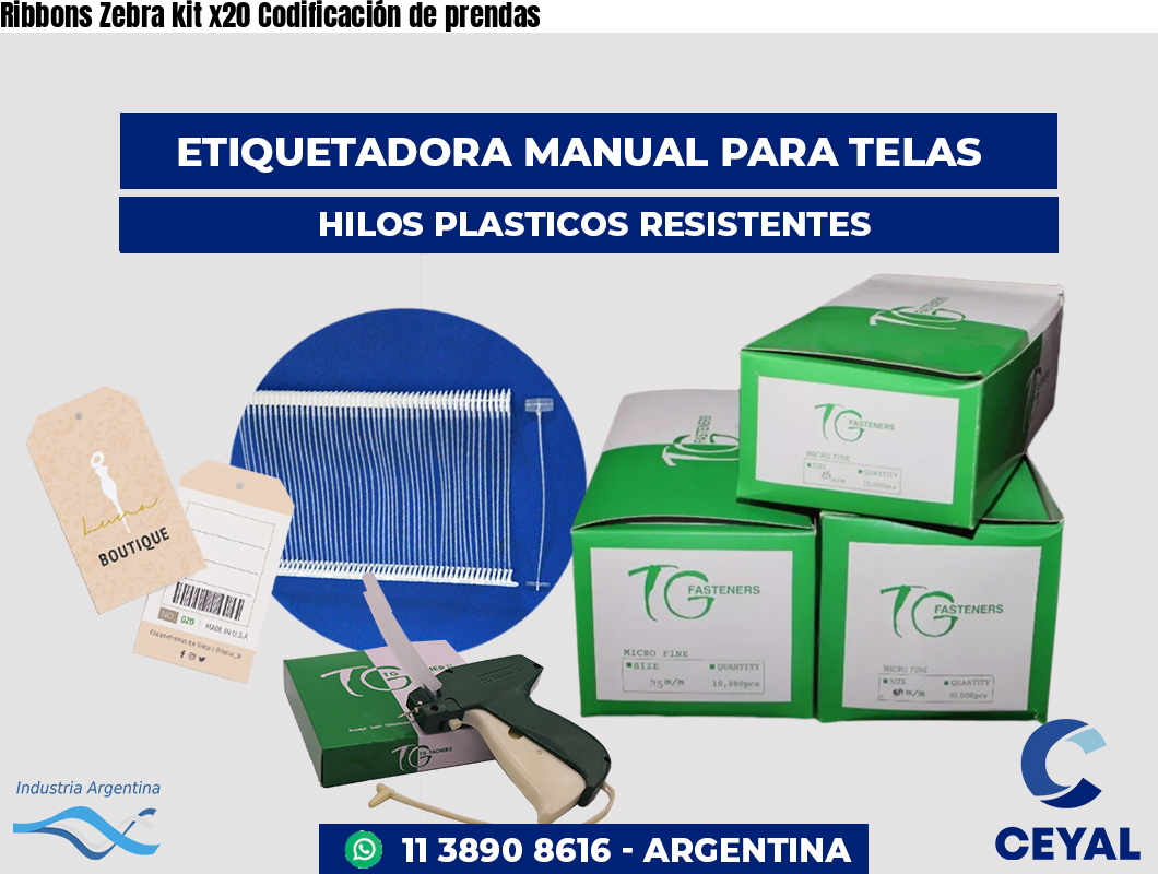 Ribbons Zebra kit x20 Codificación de prendas