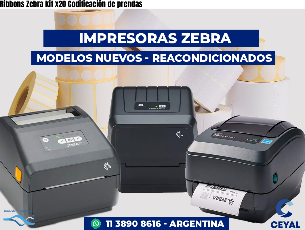 Ribbons Zebra kit x20 Codificación de prendas