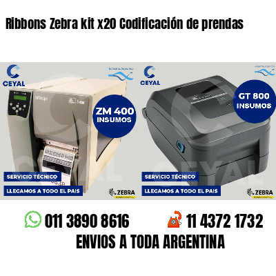 Ribbons Zebra kit x20 Codificación de prendas