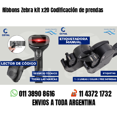 Ribbons Zebra kit x20 Codificación de prendas