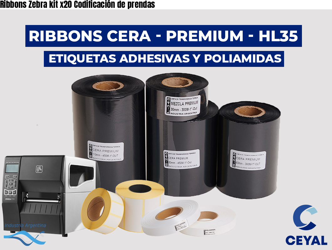 Ribbons Zebra kit x20 Codificación de prendas