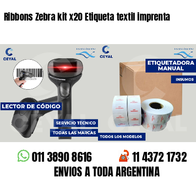 Ribbons Zebra kit x20 Etiqueta textil imprenta