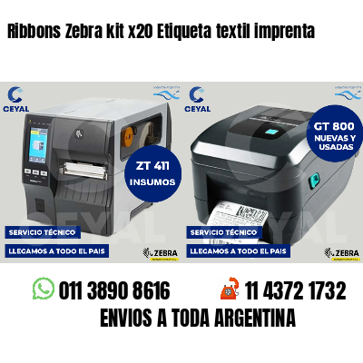 Ribbons Zebra kit x20 Etiqueta textil imprenta