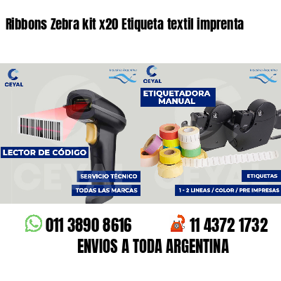 Ribbons Zebra kit x20 Etiqueta textil imprenta