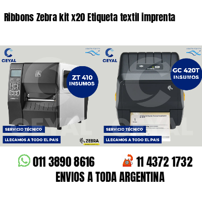 Ribbons Zebra kit x20 Etiqueta textil imprenta