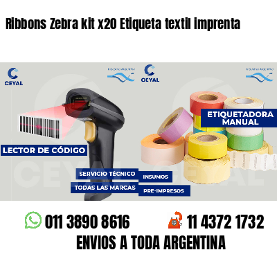 Ribbons Zebra kit x20 Etiqueta textil imprenta