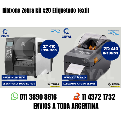Ribbons Zebra kit x20 Etiquetado textil