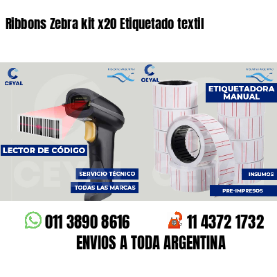 Ribbons Zebra kit x20 Etiquetado textil