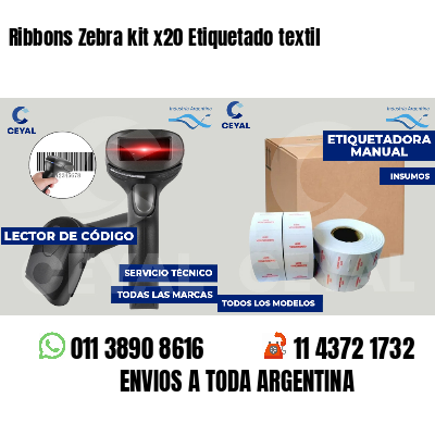 Ribbons Zebra kit x20 Etiquetado textil