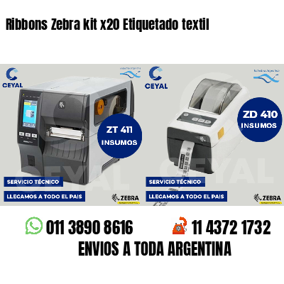 Ribbons Zebra kit x20 Etiquetado textil