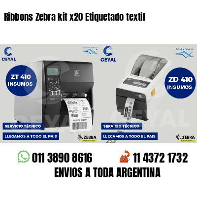 Ribbons Zebra kit x20 Etiquetado textil