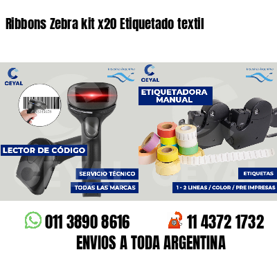 Ribbons Zebra kit x20 Etiquetado textil