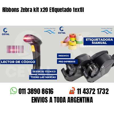 Ribbons Zebra kit x20 Etiquetado textil