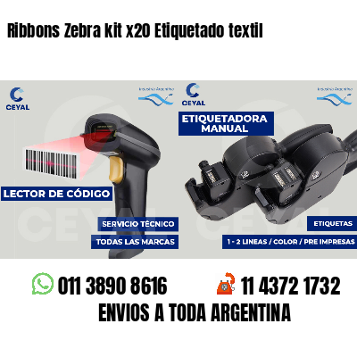 Ribbons Zebra kit x20 Etiquetado textil