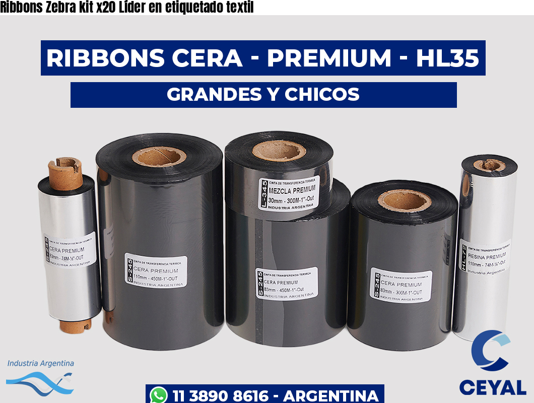Ribbons Zebra kit x20 Líder en etiquetado textil
