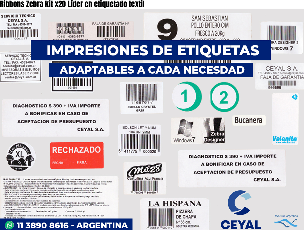 Ribbons Zebra kit x20 Líder en etiquetado textil