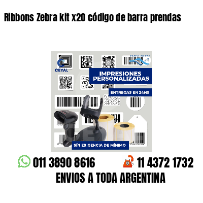 Ribbons Zebra kit x20 código de barra prendas