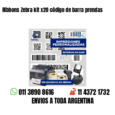 Ribbons Zebra kit x20 código de barra prendas