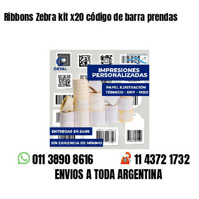 Ribbons Zebra kit x20 código de barra prendas