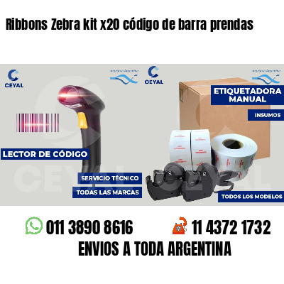 Ribbons Zebra kit x20 código de barra prendas