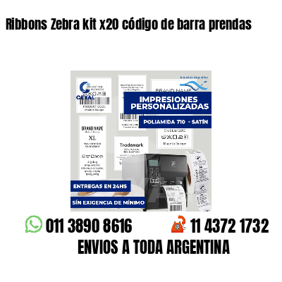 Ribbons Zebra kit x20 código de barra prendas