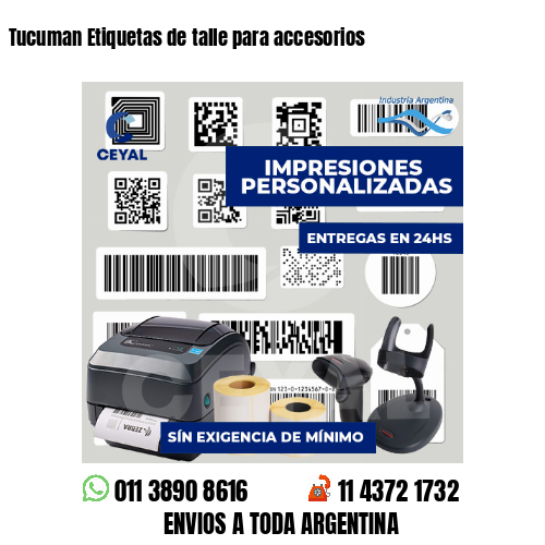Tucuman Etiquetas de talle para accesorios