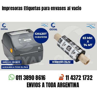 impresoras Etiquetas para envases al vacío