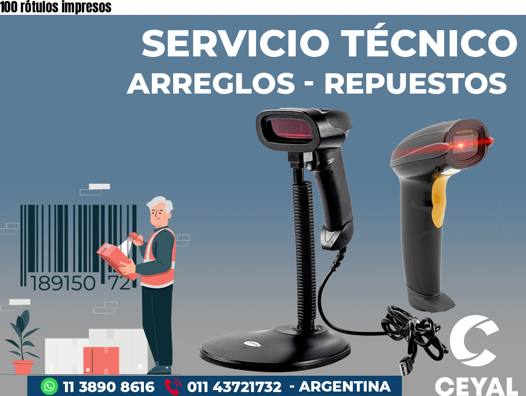100 rótulos impresos