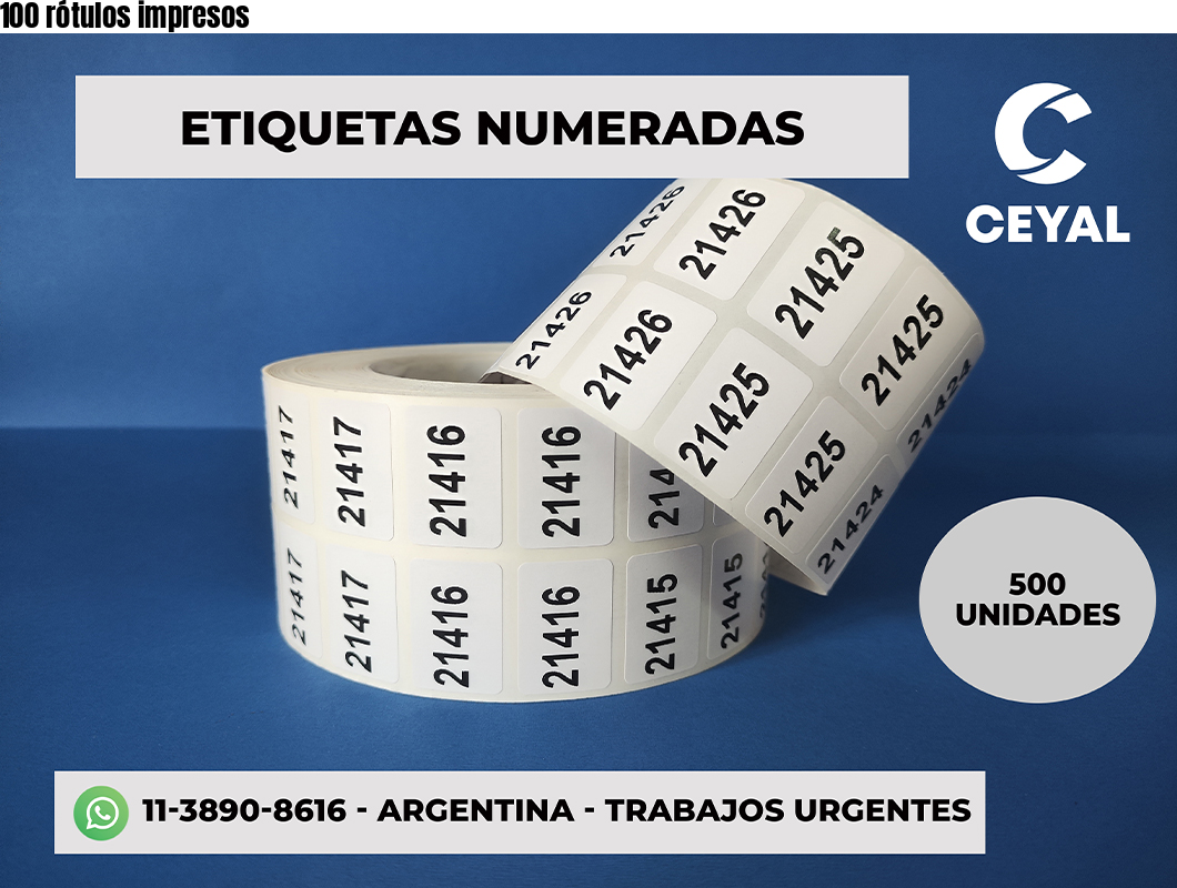 100 rótulos impresos