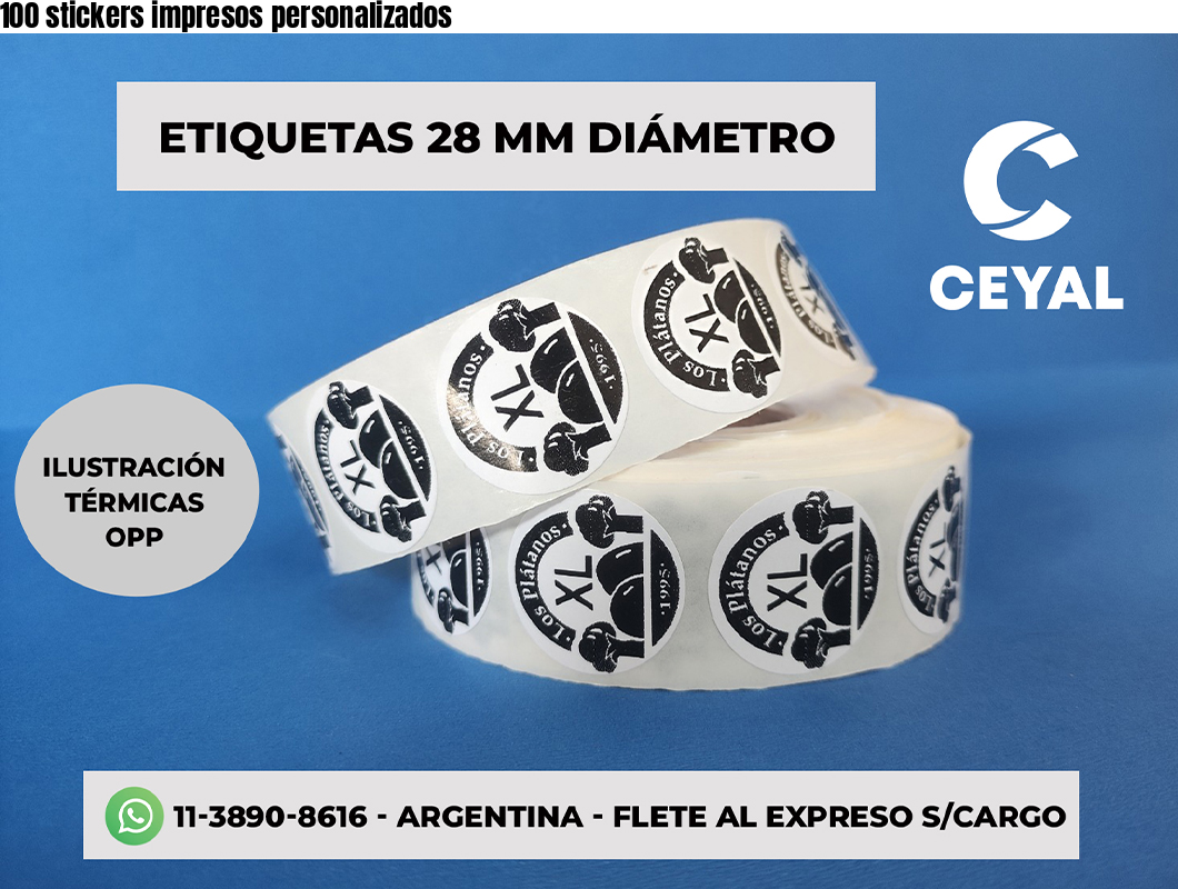 100 stickers impresos personalizados