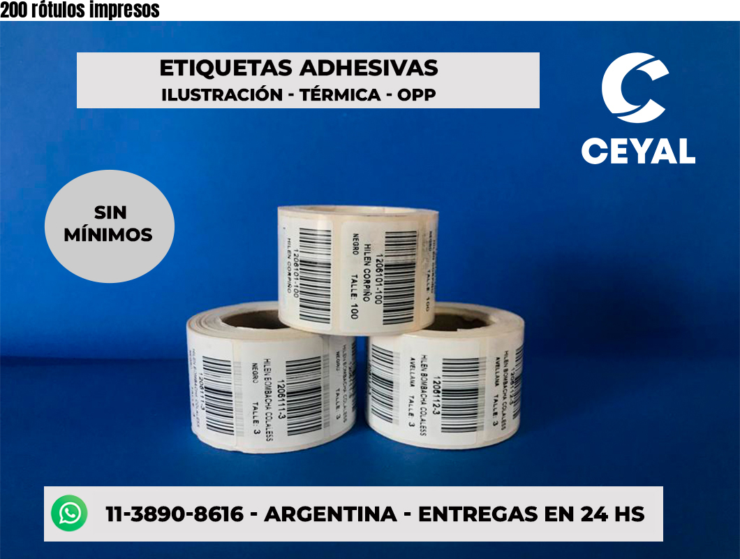 200 rótulos impresos