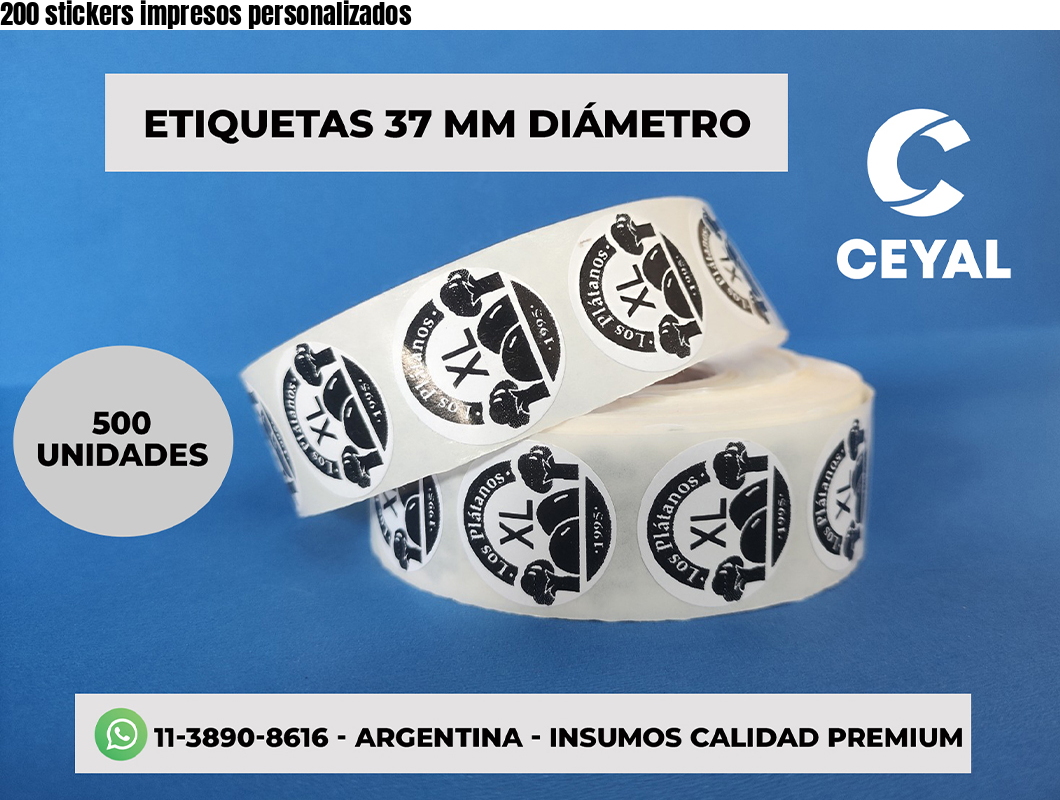 200 stickers impresos personalizados