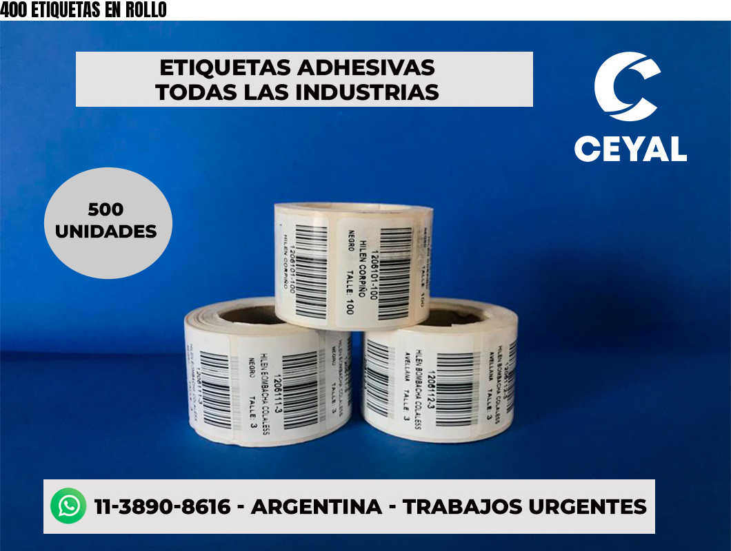 400 ETIQUETAS EN ROLLO