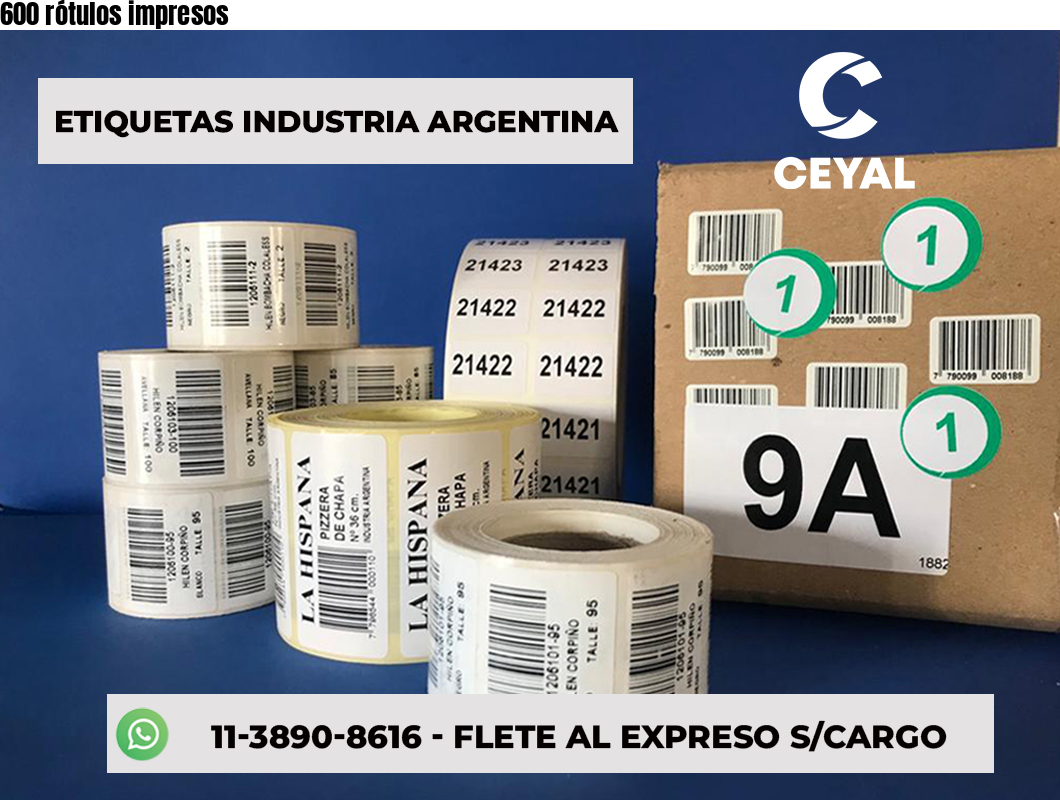 600 rótulos impresos