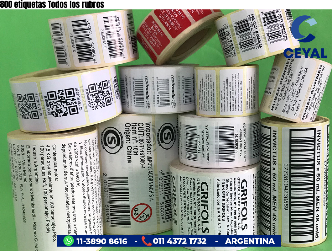 800 etiquetas Todos los rubros