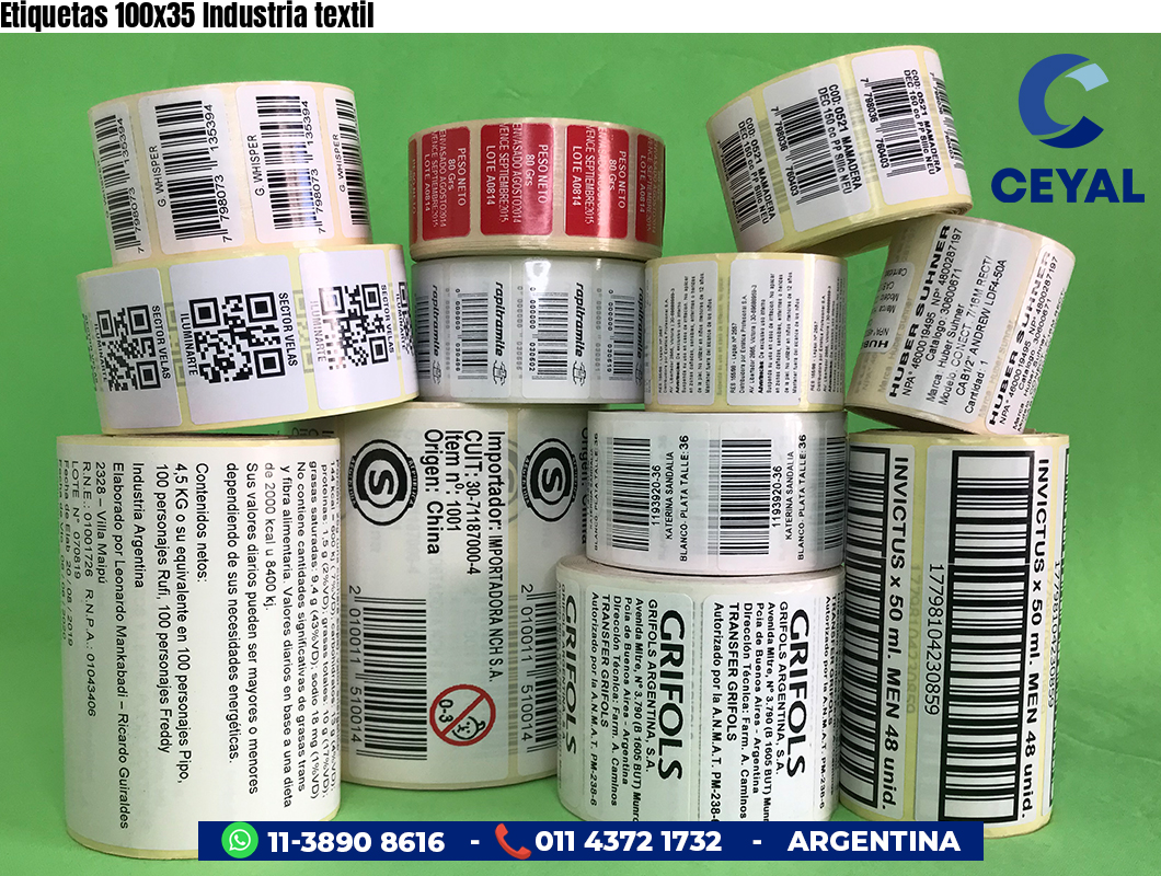 Etiquetas 100x35 Industria textil