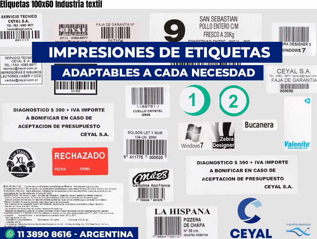 Etiquetas 100x60 Industria textil