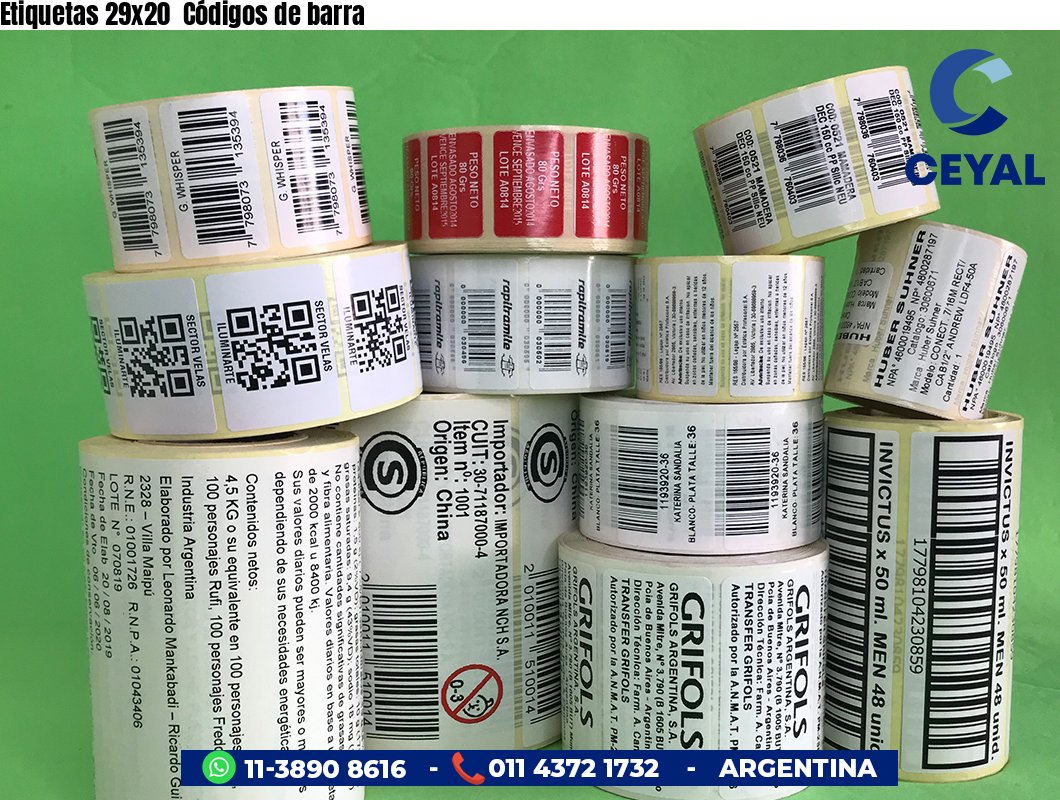 Etiquetas 29x20  Códigos de barra