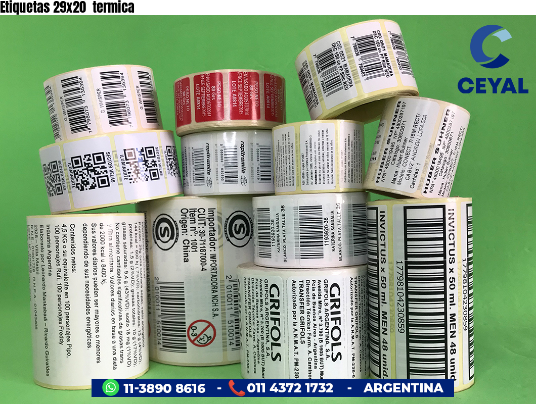 Etiquetas 29x20  termica
